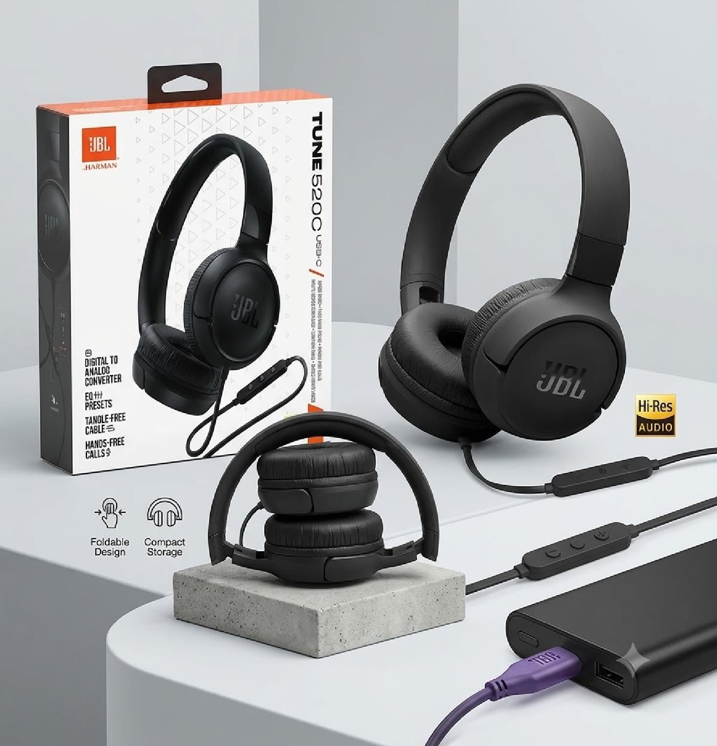 Audífonos Alámbricos JBL Tune 520C USB-C Negro
