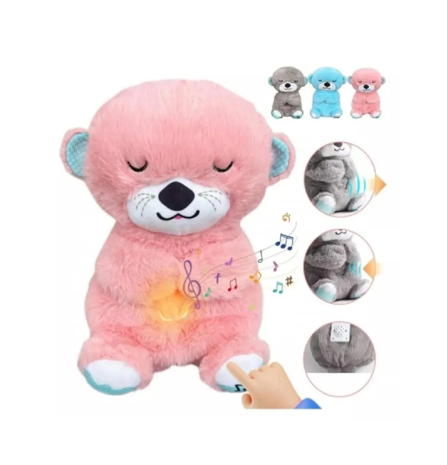 Peluche Nutria Musical con Luz y Respiración Sensorial para Niña – Rosado