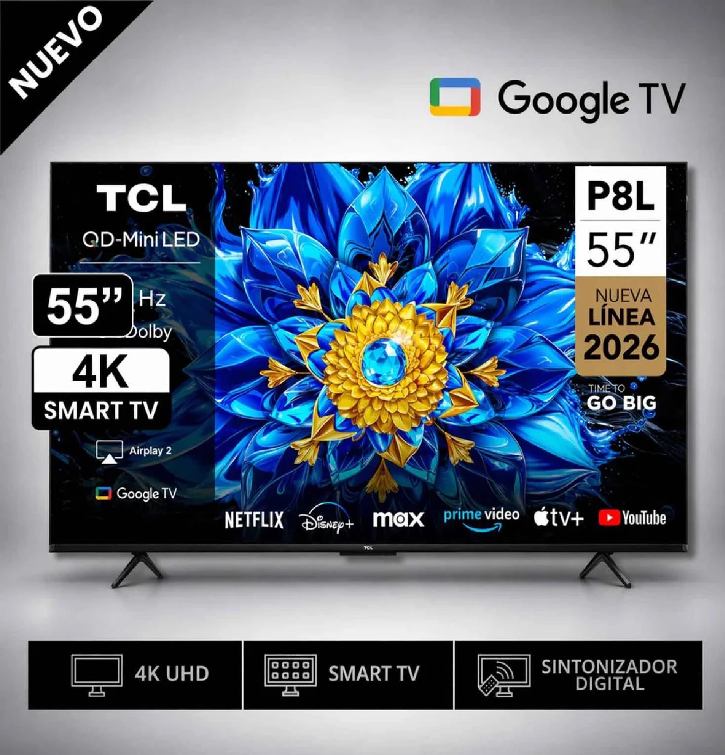 Televisor TCL 55” QLED Premium 4K Modelo 55P8L Google TV