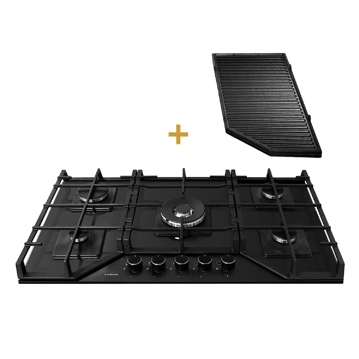 Combo Encimera SOLE SOLCO067 a Gas GLP/GN 5 Hornillas + Parrilla Max Grill SOLPAR002
