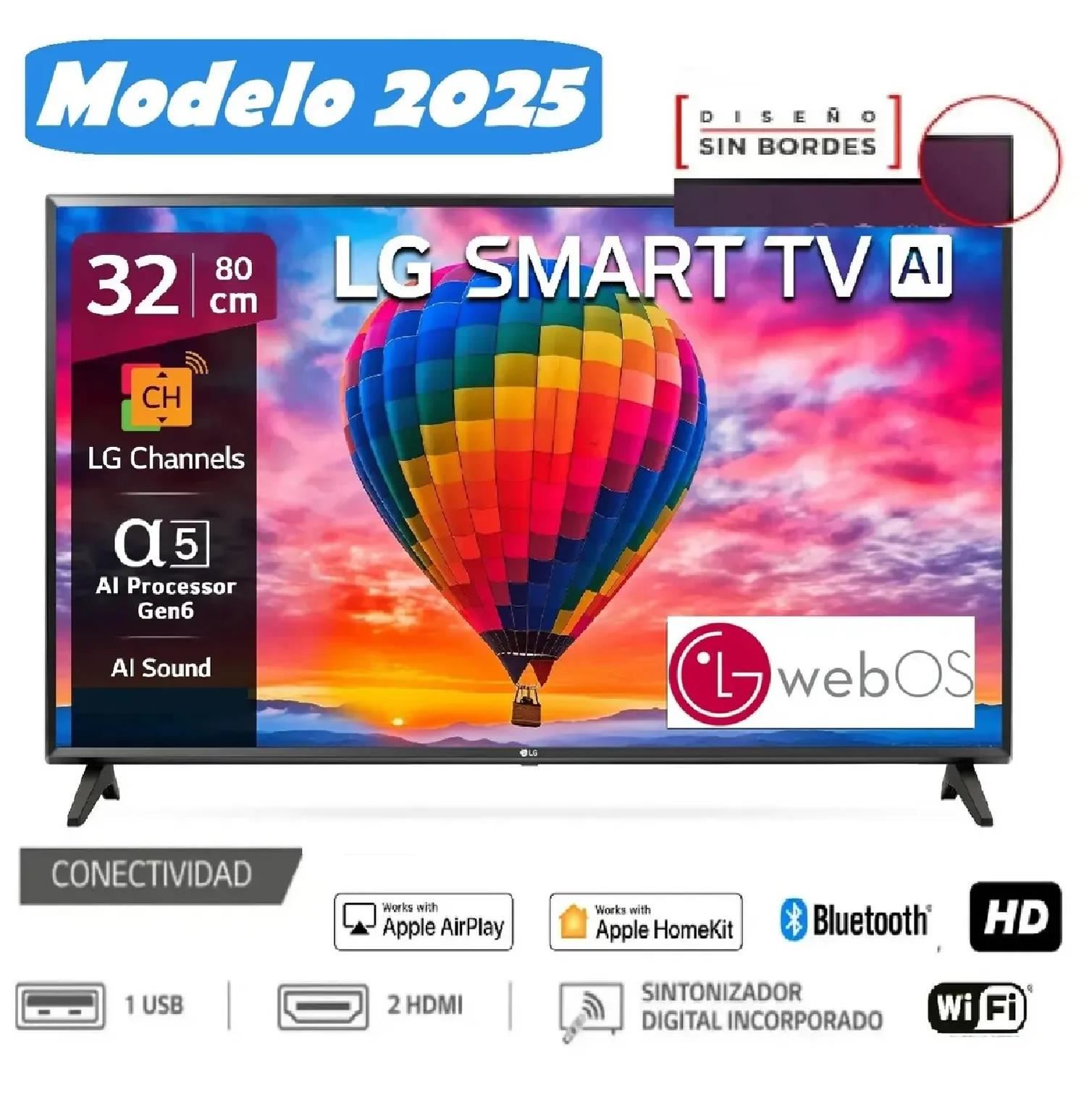 Televisor LG 32LR600B LED 32” Smart TV Procesador α5 AI Gen5