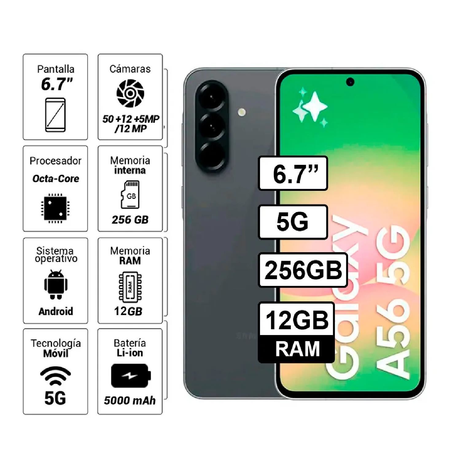 Celular Samsung Galaxy A56 5G 256GB 12GB RAM - Negro