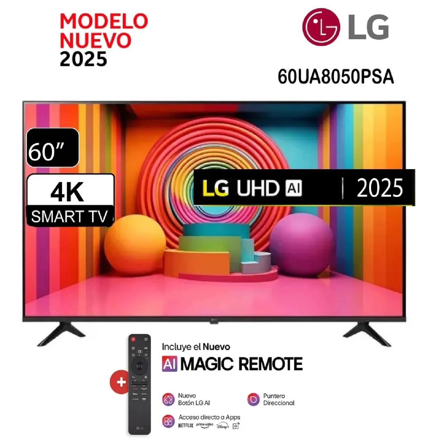 Televisor LG 60” UHD 4K ThinQ AI 60UA8050PSA (2025)