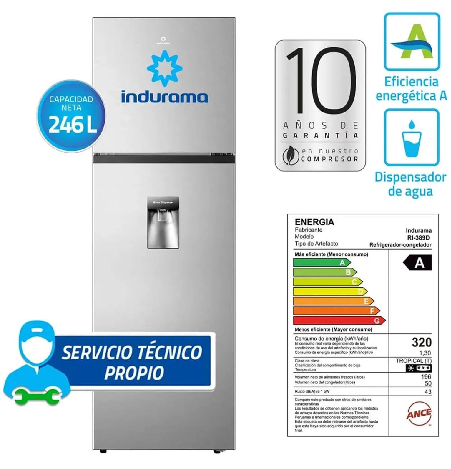 Refrigeradora Indurama RI-389D 246L - Silver