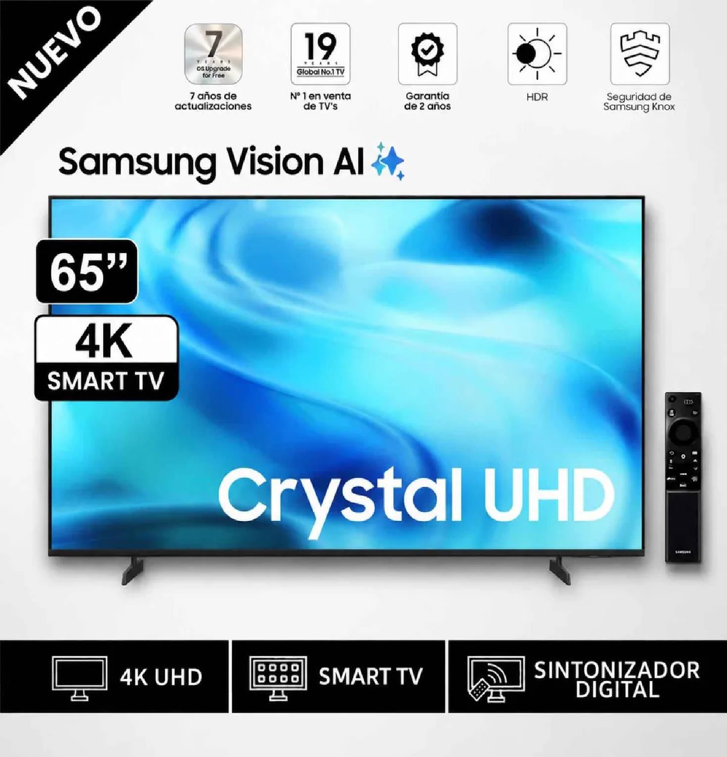 Televisor Samsung Smart TV 65" Crystal UHD 4K UN65U8000HGXPE con Vision AI (2026)