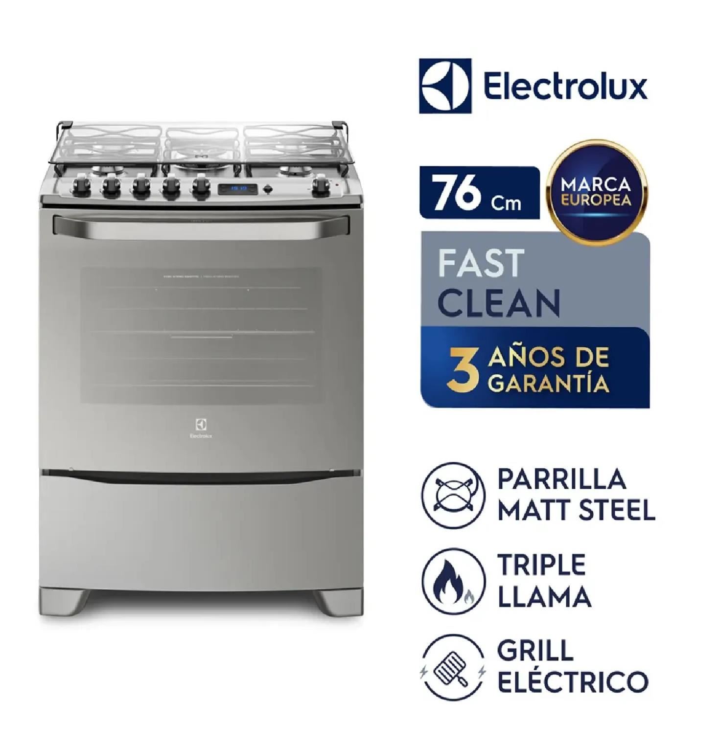 Cocina Freestanding Electrolux 76GSR-CL a Gas con 5 Quemadores - Silver