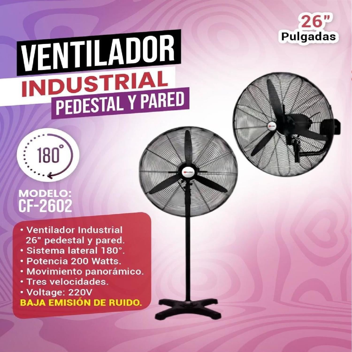 Ventilador Industrial Fujitec 26" CF-2602 2 en 1 200W – Negro