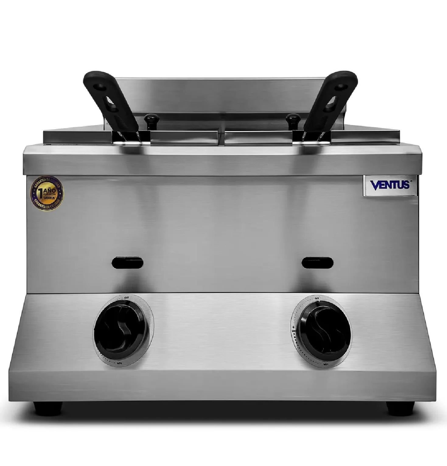 Freidora a Gas Doble Sobremesa Ventus VFSG-072 8.5L Inox