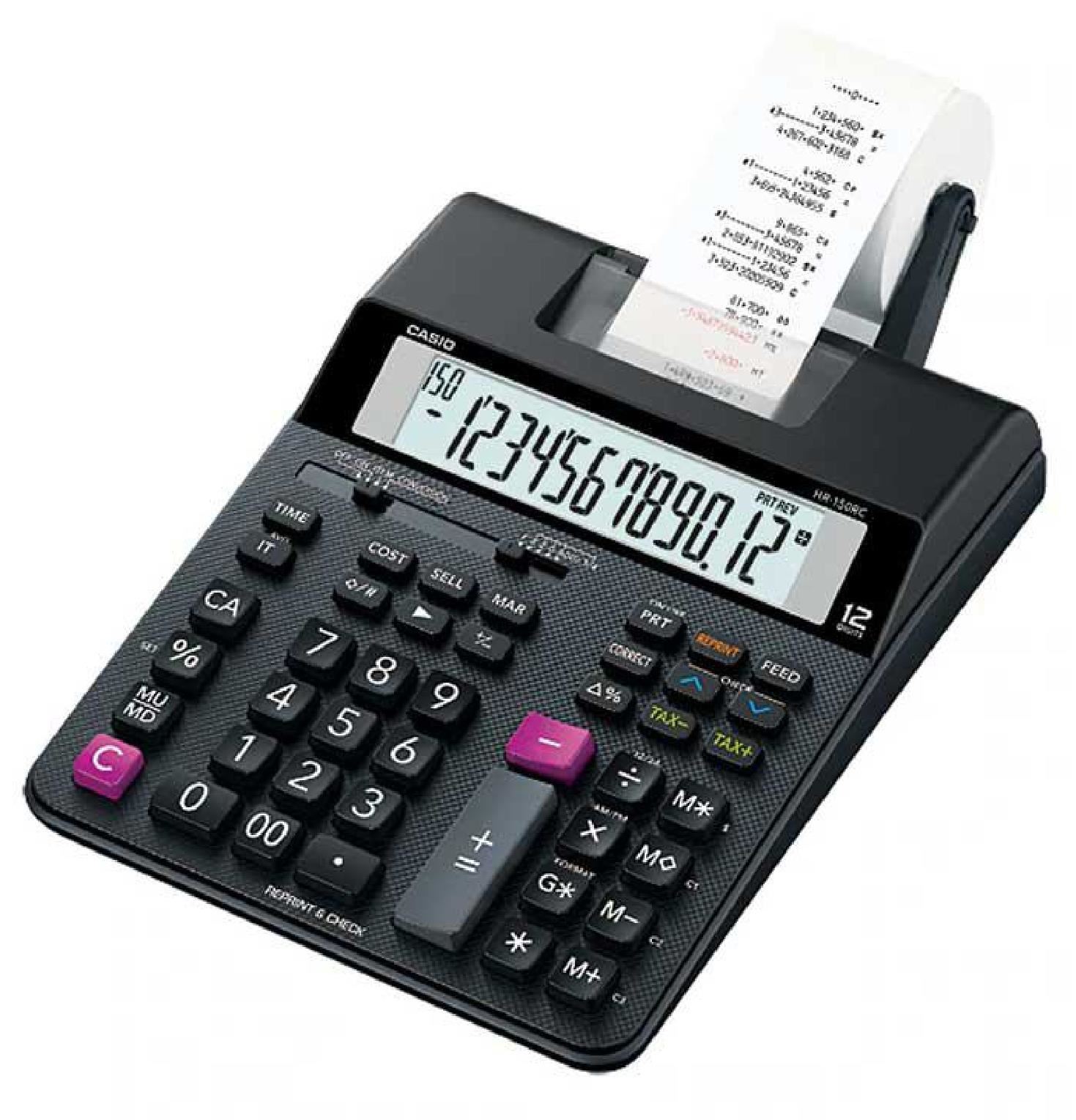 Calculadora con Wincha Impresora Casio HR-150RC-DC – Negro