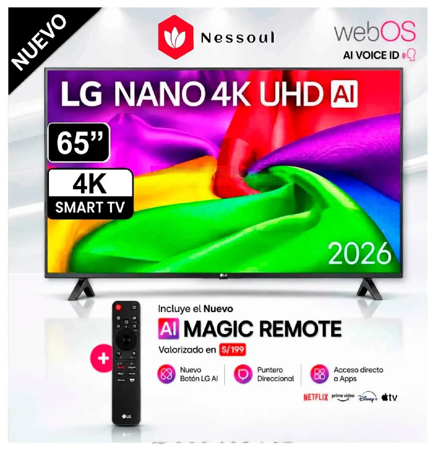 Televisor LG 65" NANO AI Smart TV 4K UHD 65NU800BPSB (2026)