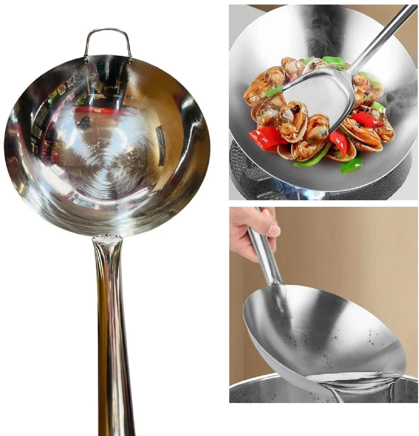 Sartén Wok Chifero de Acero Inoxidable 36 cm