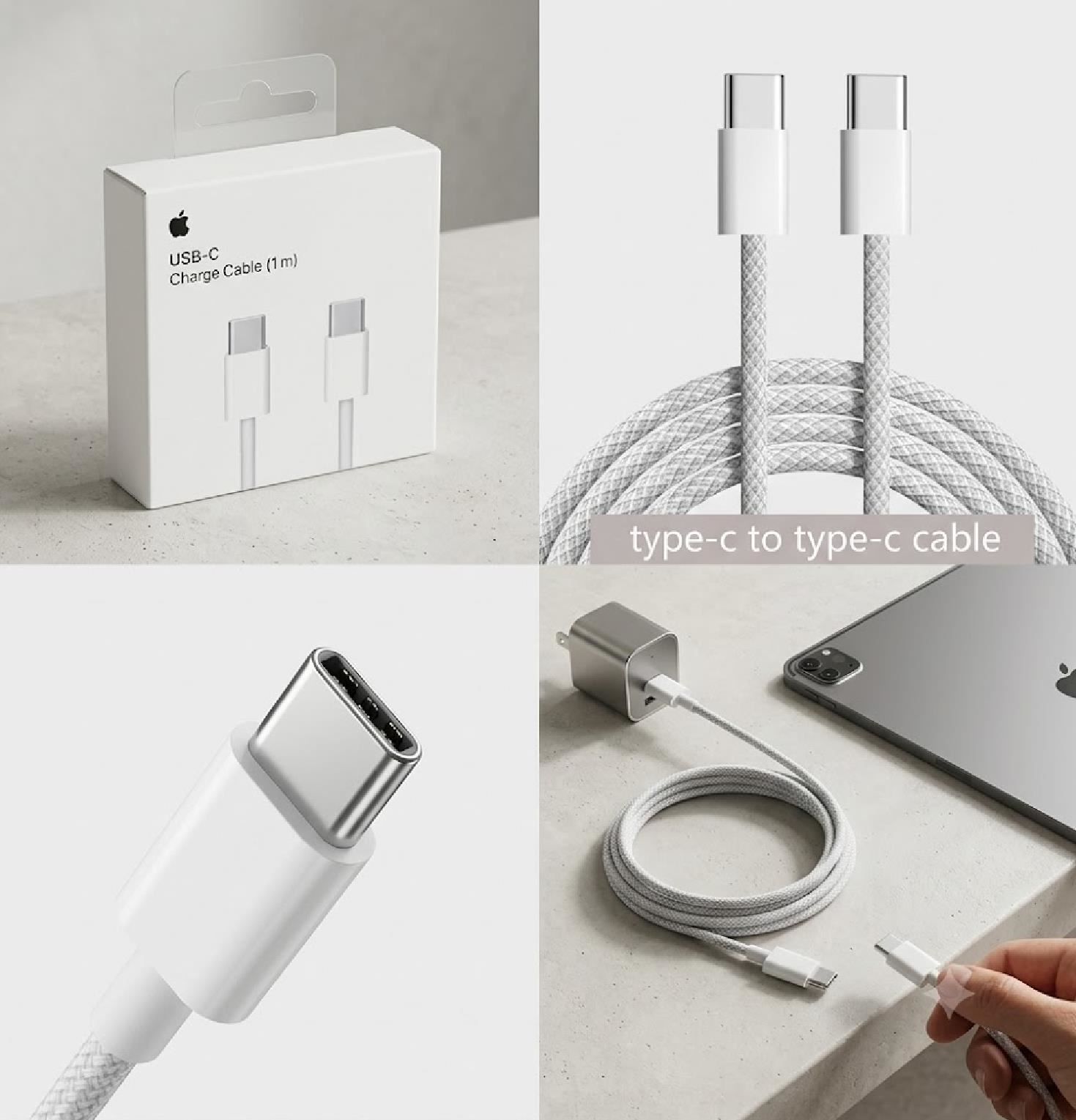 Cable Apple USB-C 60W Trenzado 1M - Blanco