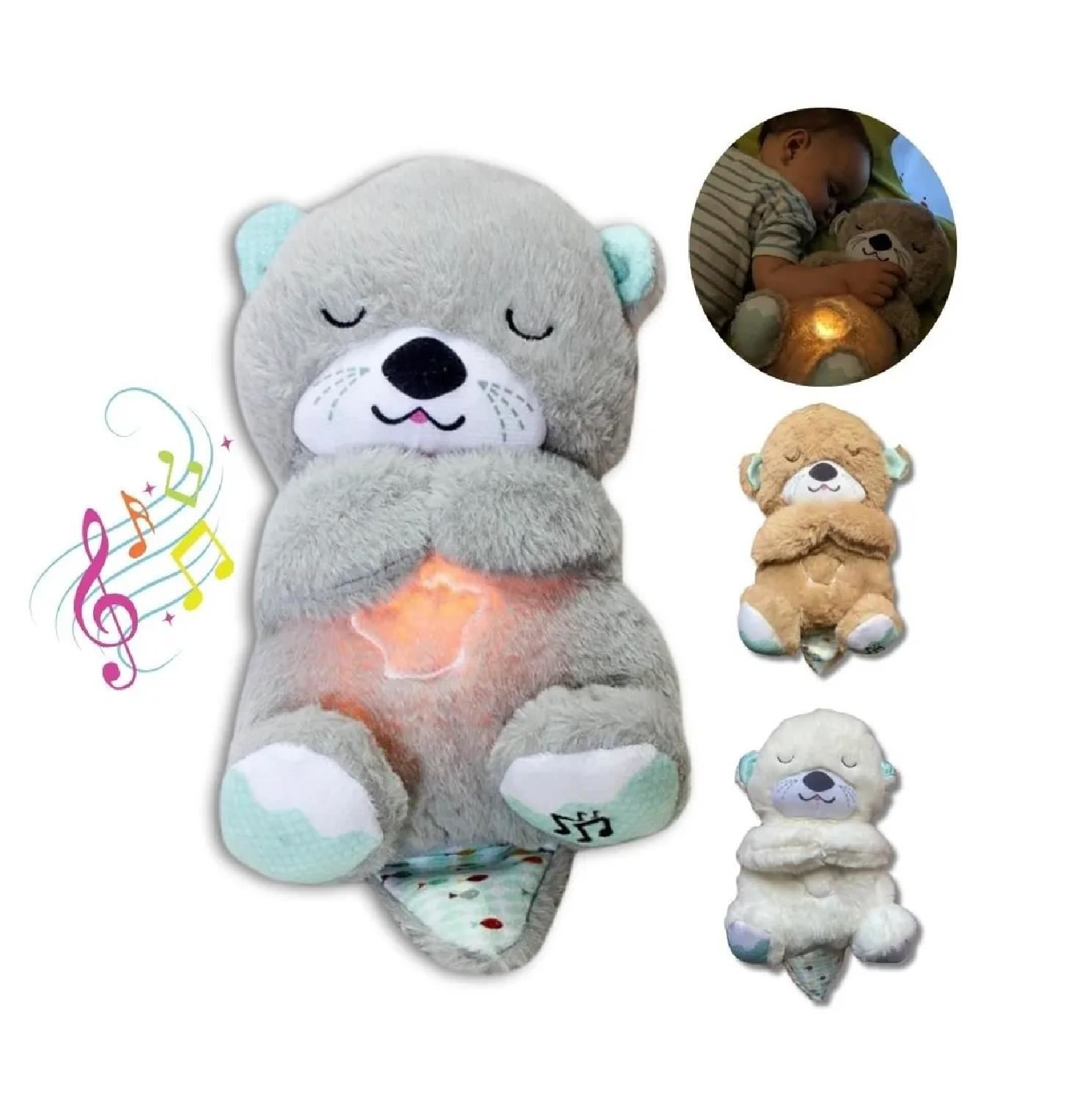 Peluche Nutria Musical con Luz y Respiración Sensorial para Niña - Gris