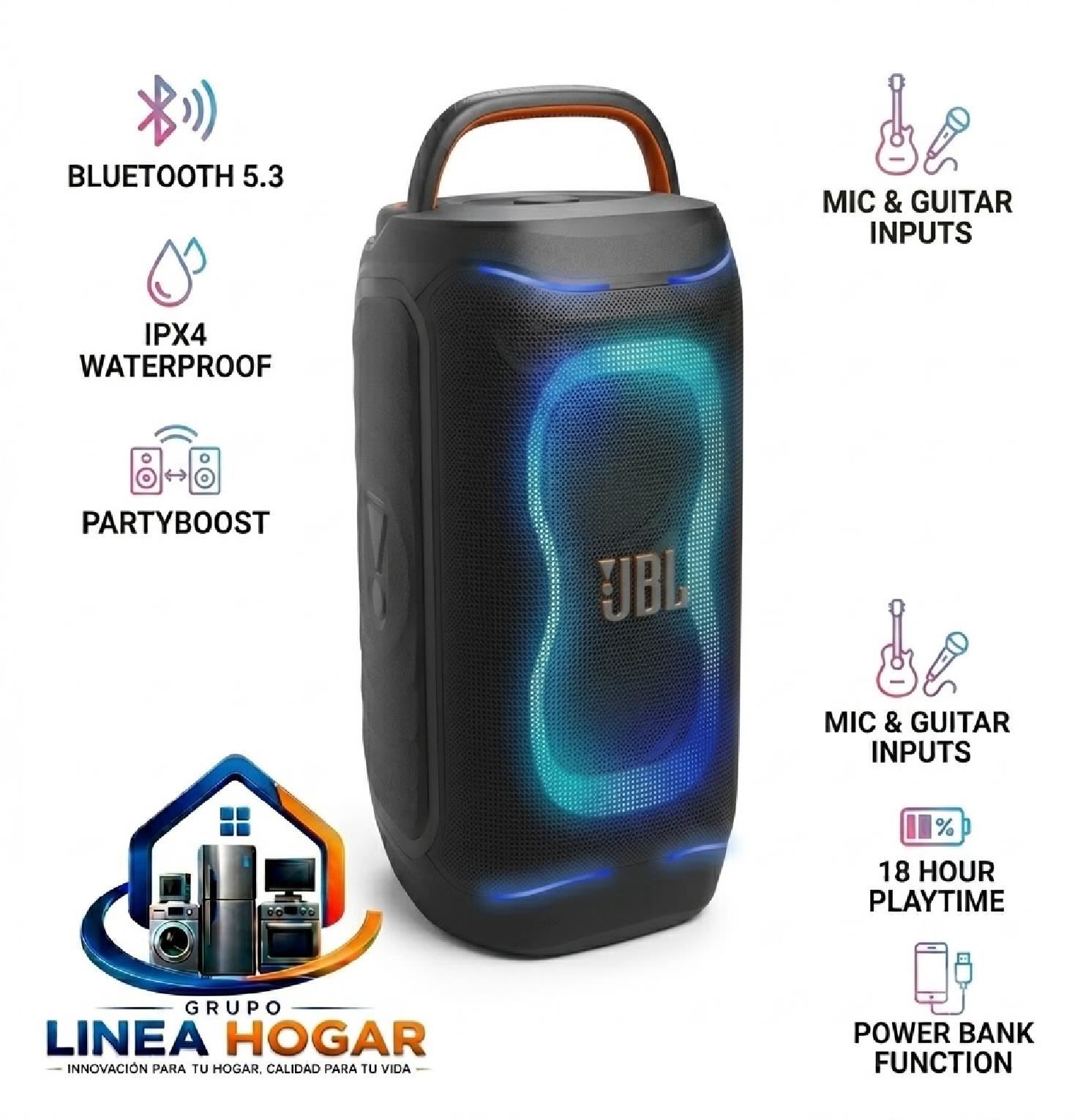 Parlante JBL PartyBox 130 Bluetooth 200W RMS – Negro