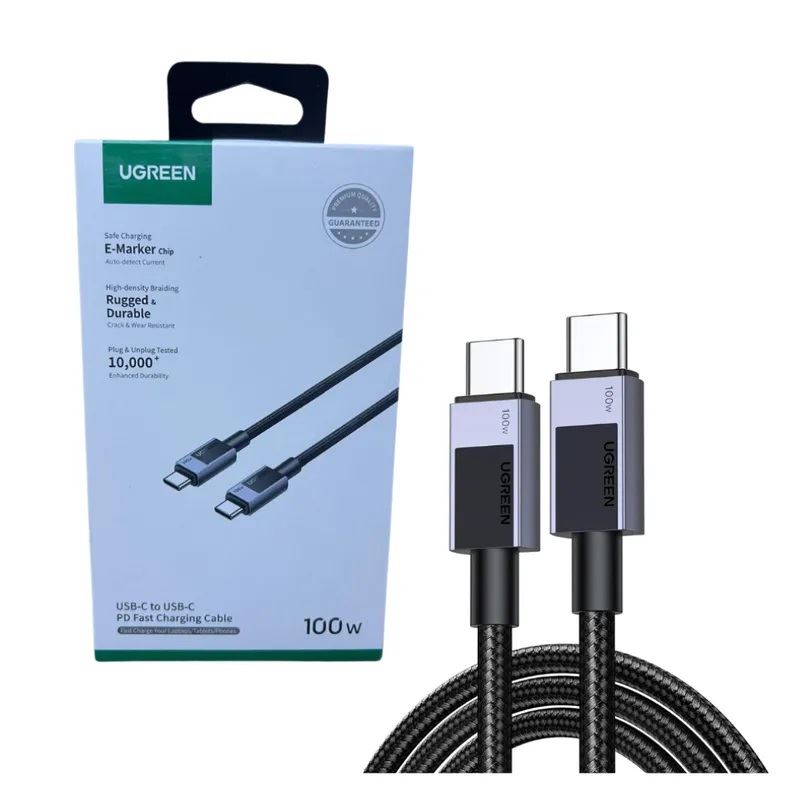 Cable Ugreen USB-C a USB-C PD Fast Charging 100W 1mt - NEGRO