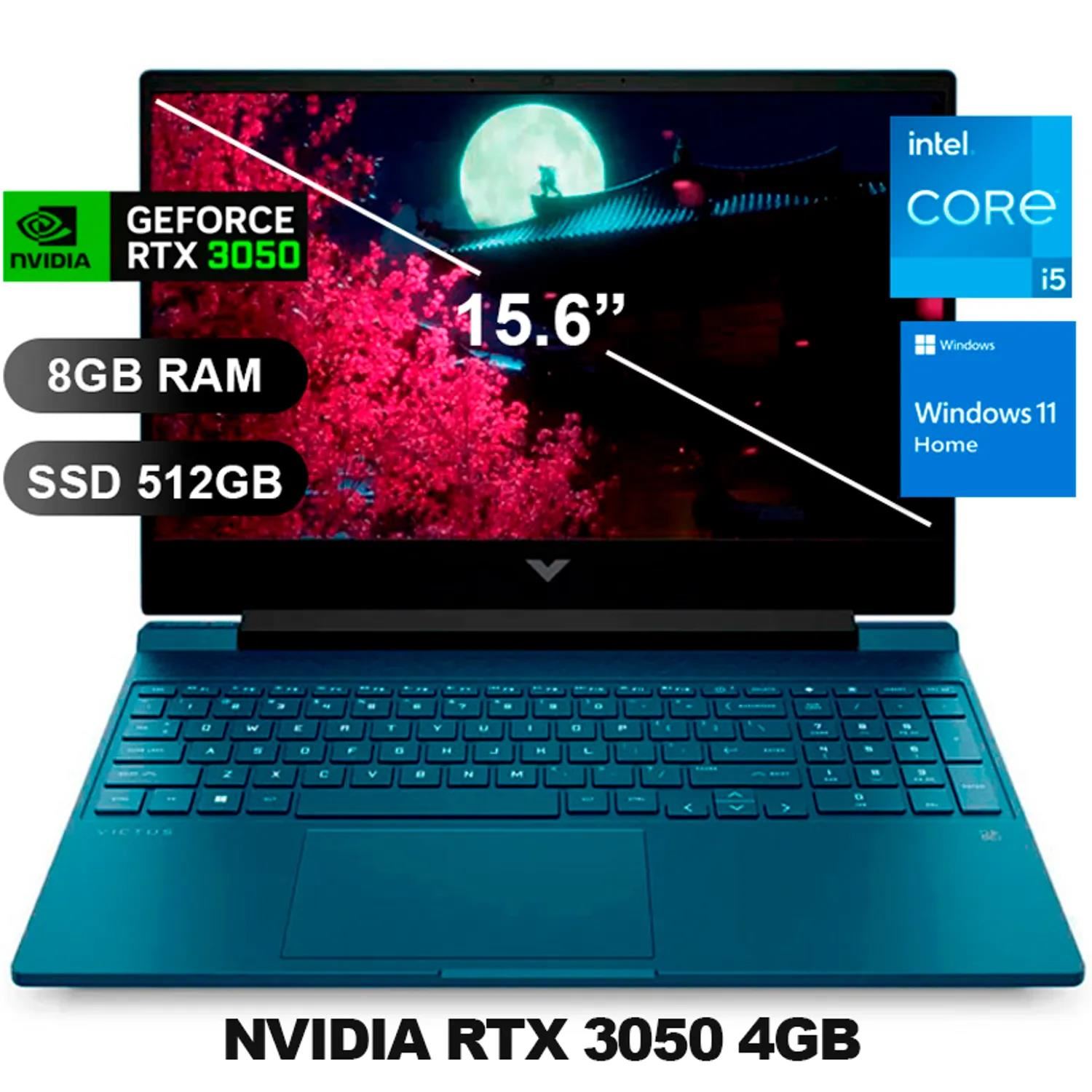 Laptop Gamer HP Victus 15-fa0021la Intel Core i5-12450H RTX 3050 8GB RAM 512GB SSD 15.6" FHD