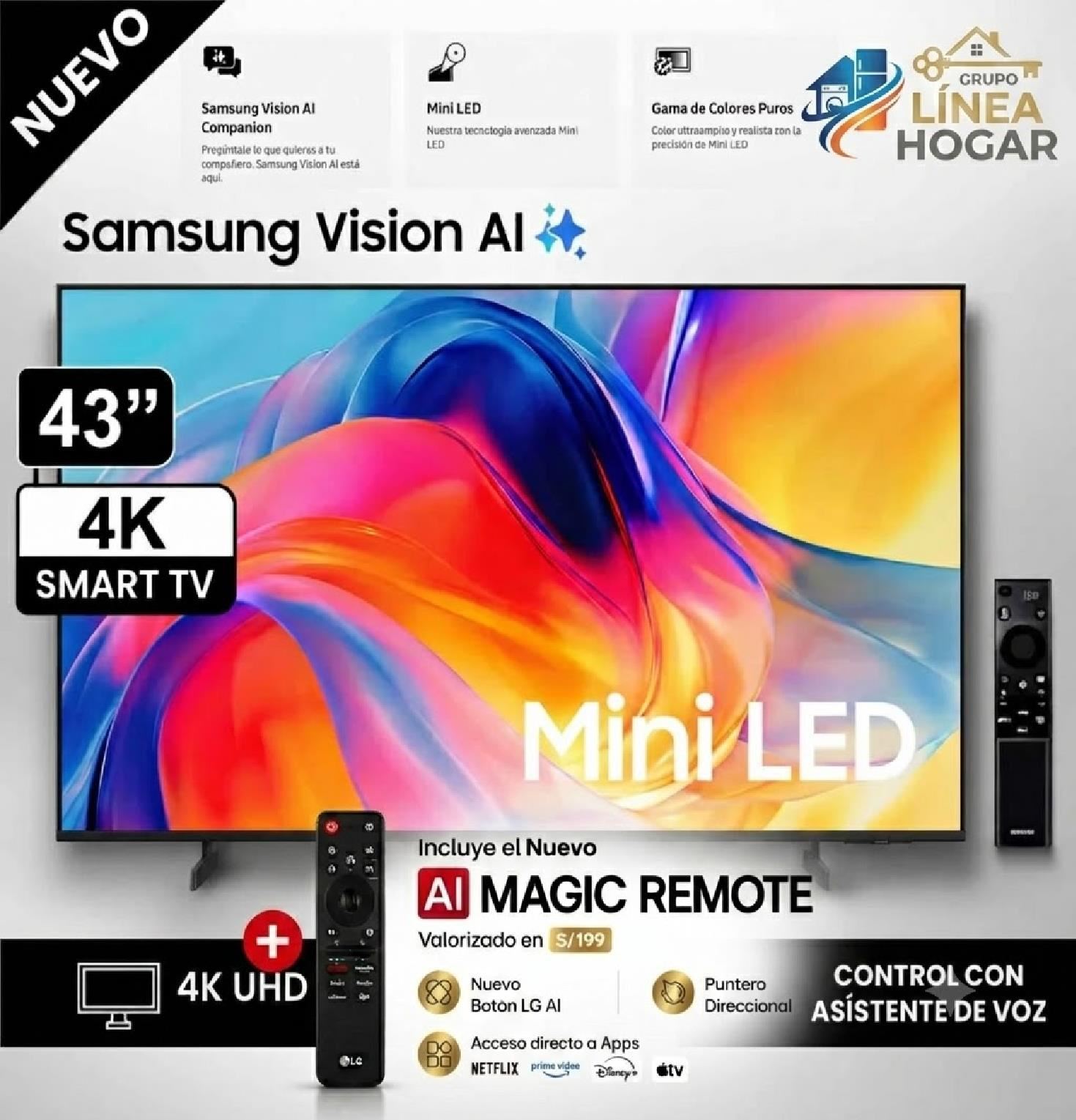 Televisor Samsung 43"  Mini LED Smart TV 4K UHD HDR UN43M70HAGPE - 2026