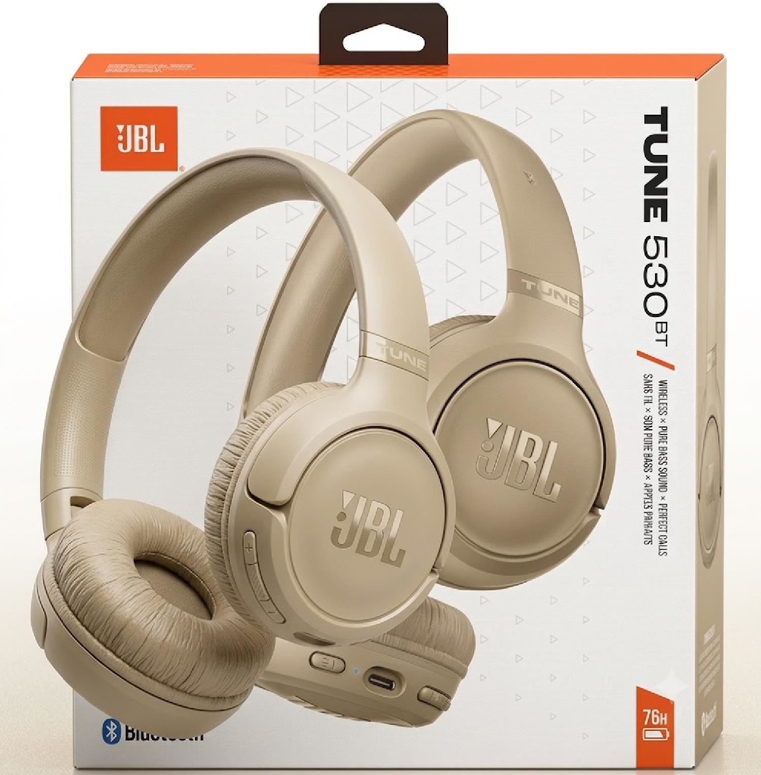 Audífonos Bluetooth JBL Tune 530BT con Diseño Plegable - Beige