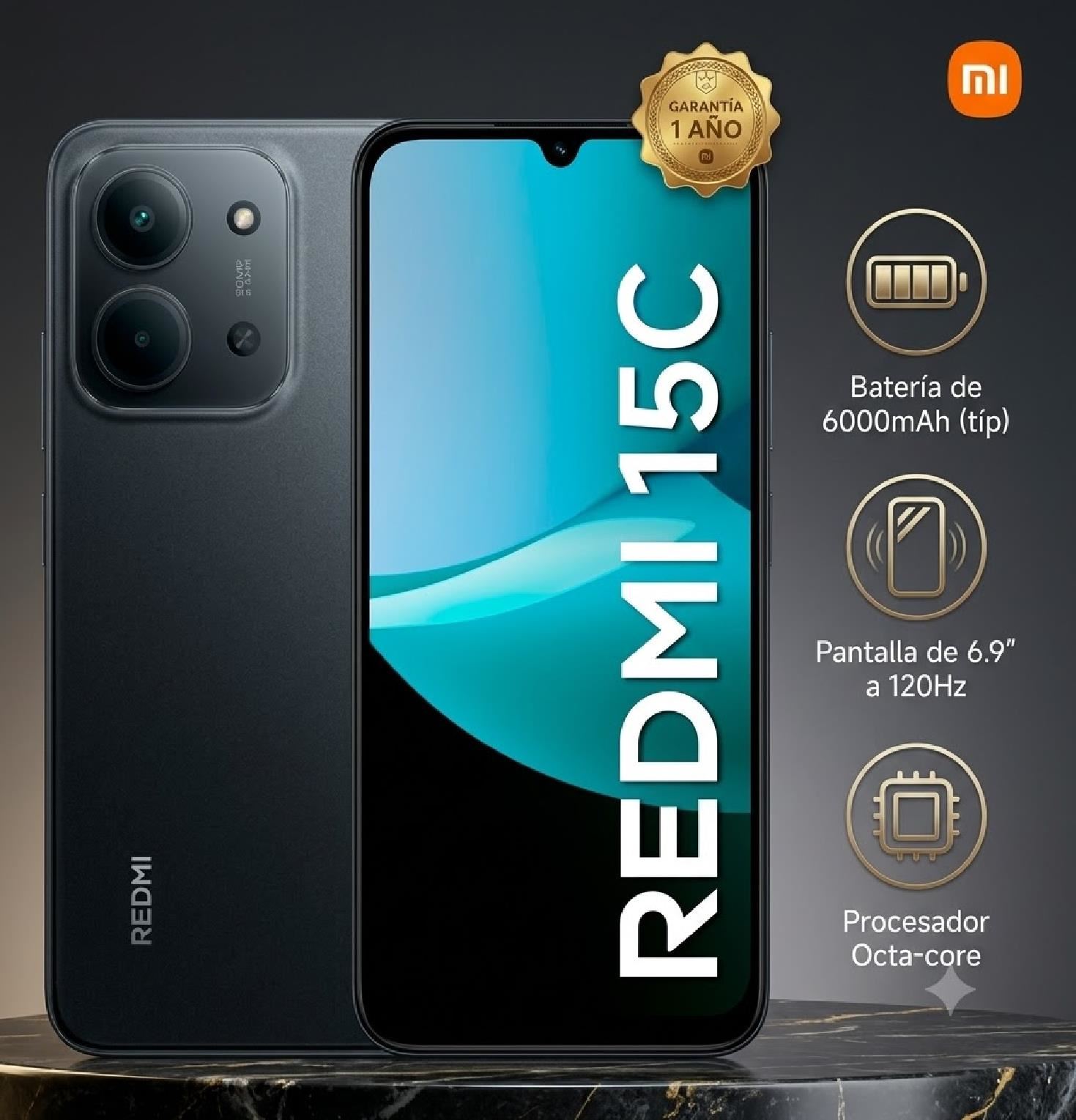 Celular Xiaomi Redmi 15C 4GB RAM 128GB - Negro
