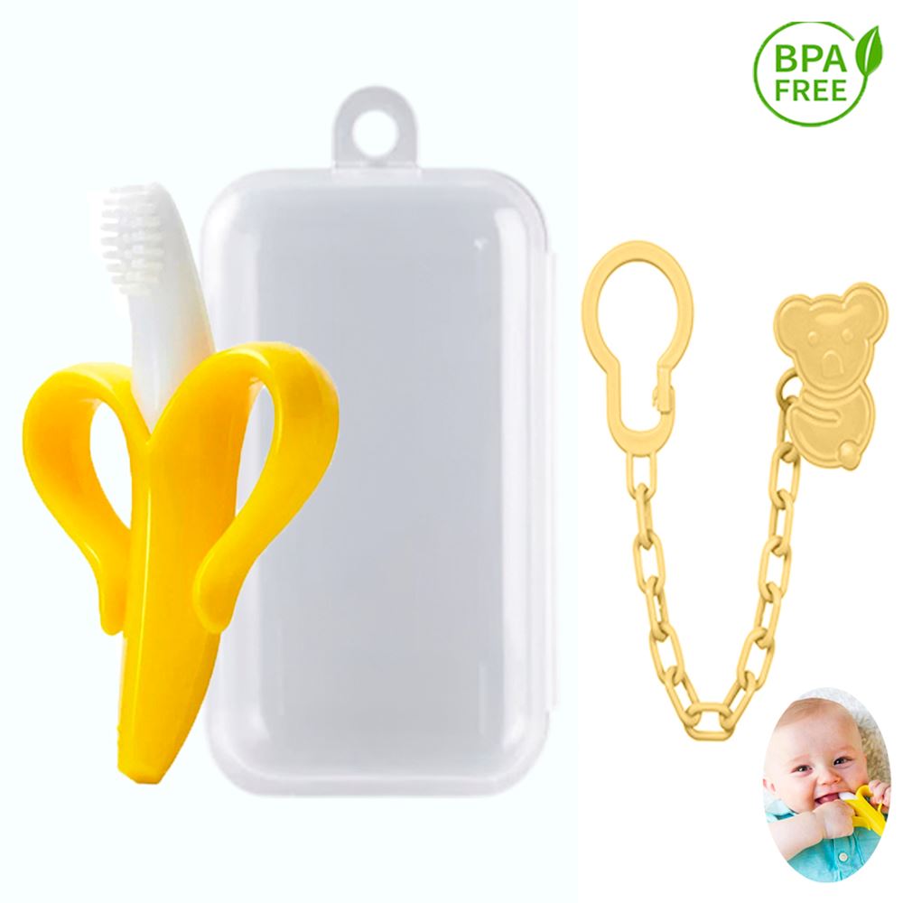Mordedor Banana Amarillo Con Cadena Baby Froggie Koala Amarillo Para Bebe