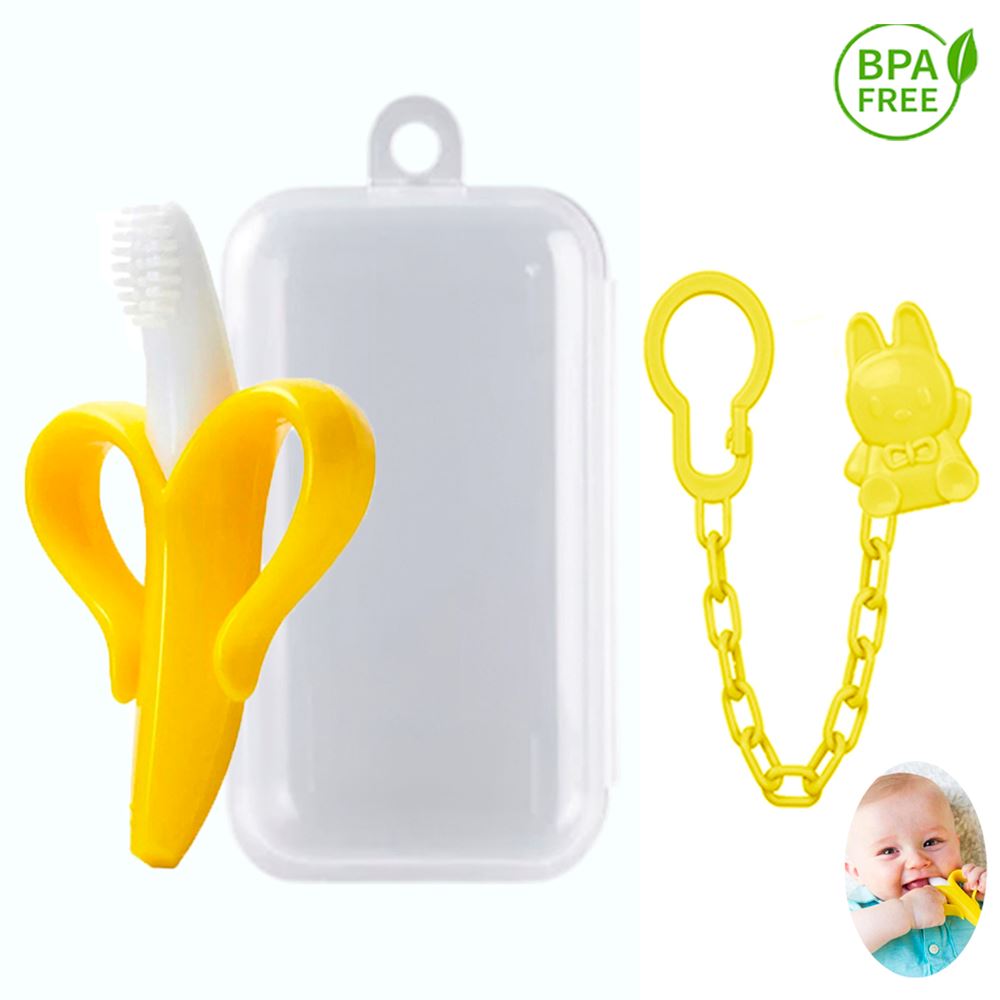 Mordedor Banana Amarillo Con Cadena Baby Froggie Conejo Amarillo Para Bebe