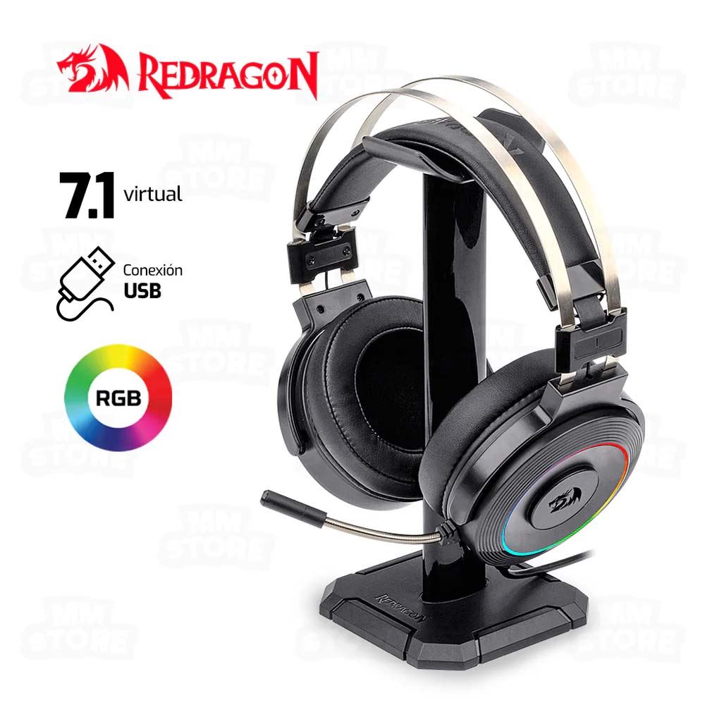 Audifono Gamer Redragon Lamia 2 RGB Microfono Soporte Incluido Negro Open Box