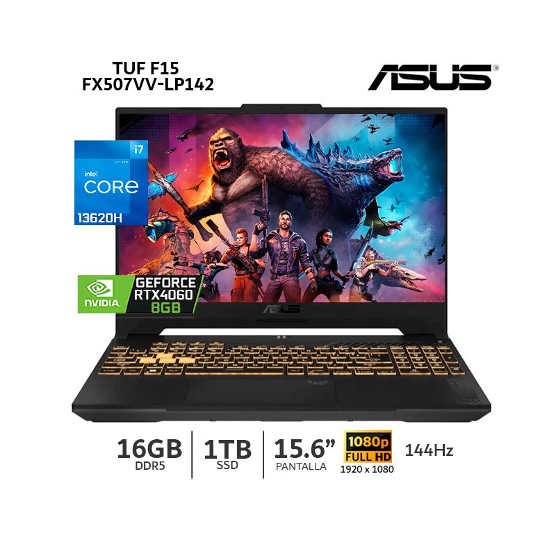 LAPTOP ASUS TUF F15 - FX507VV-LP142 Core i7 13620H 2.4GHz, 15.6 FHD IPS, RTX 4060 8GB, 16GB DDR5, SSD M.2 1TB