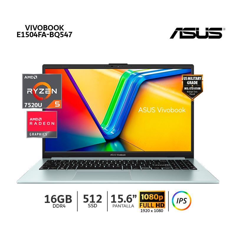 ASUS VivoBook Go 15 E1504FA-BQ547 Ryzen 5 7520U 16Gb Ram/ 512Gb SSD/ 15.6" FHD