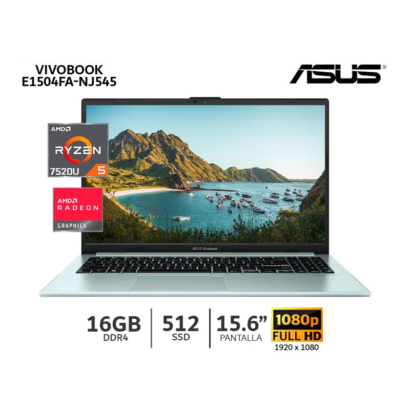 Laptop Asus Vivobook E1504FA-NJ545 AMD Ryzen 5-7520U 16Gb Ram/ 512Gb SSD