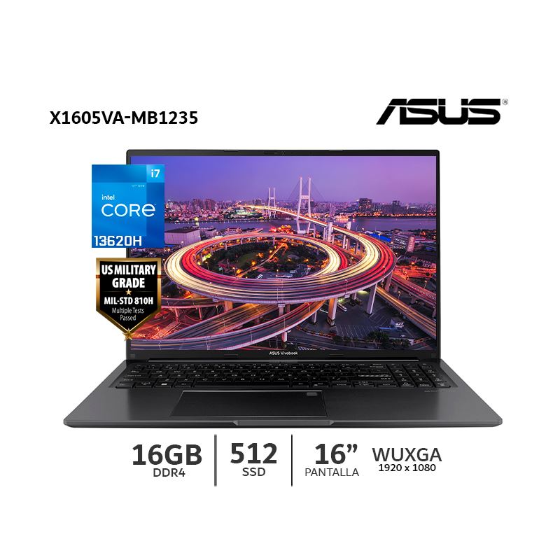 Notebook ASUS X1605VA-MB1235, 16.0 PANT. WUXGA IPS, Ci7-13620H , 16GB Ram DDR4, 512 SSD