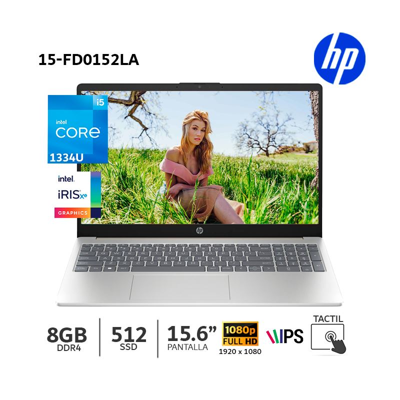 Laptop HP 15-fd0152la Core 5-120U 8Gb Ram 512Gb SSD 15.6"-táctil FHD - B9TS2LA