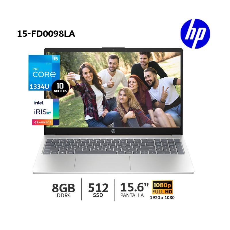 Laptop HP 15-fd0098la Core i5-1334U 8Gb Ram 512Gb SSD 156 FHD-B86HJLA