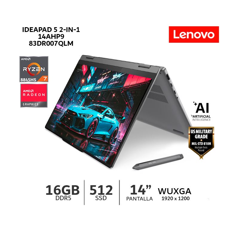 Lenovo IdeaPad 5 2-in-1 14AHP9 14" Tactil/ Ryzen 7-8845HS/ 16Gb Ram/ 512Gb SSD/ 83DR007QLM