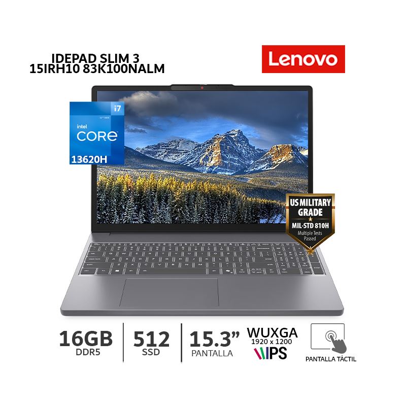 IdeaPad Slim 3 15IRH10 Core I7-13620H/ 16Gb Ram/ 512Gb SSD/ Tactil /83K100KCLM