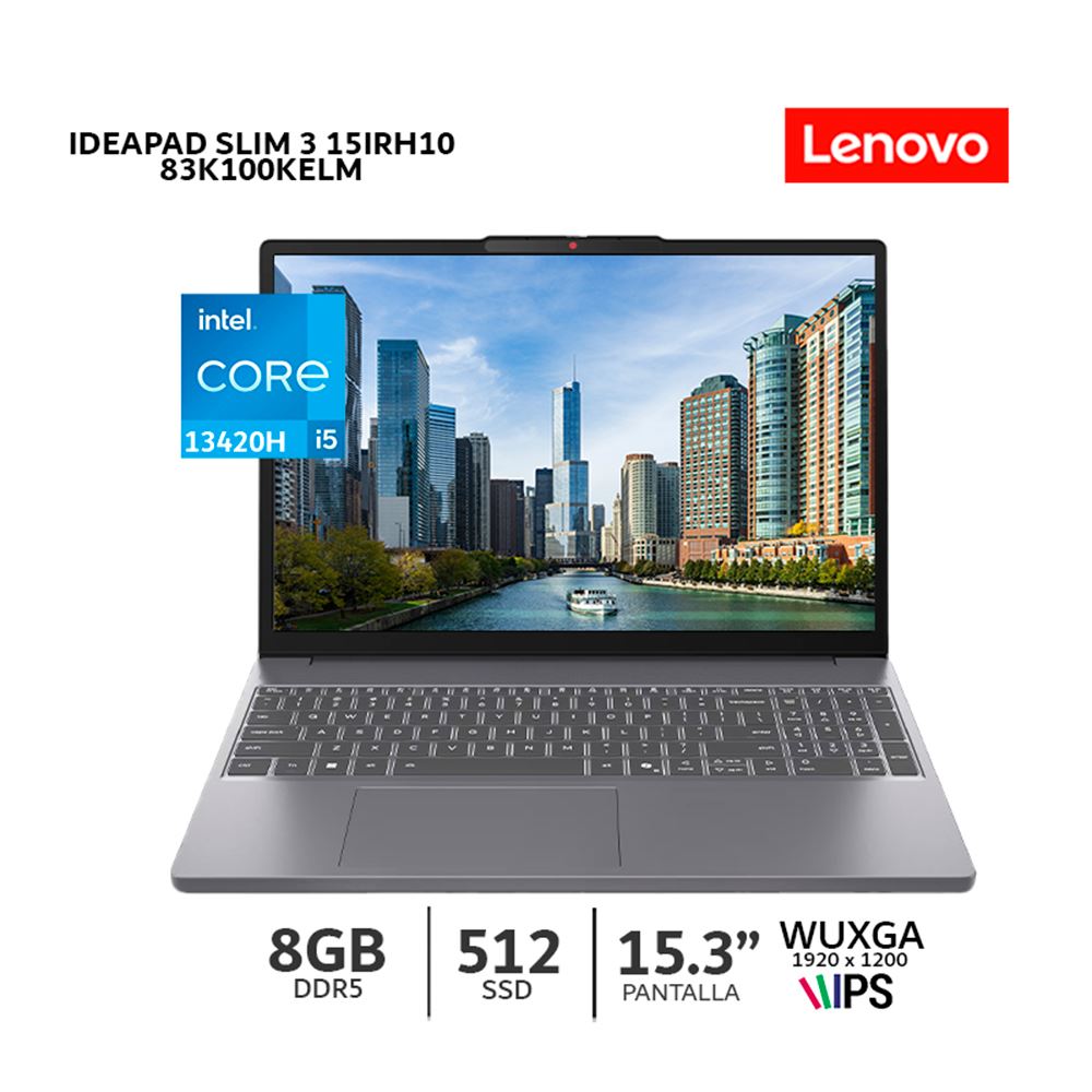 Laptop Lenovo IdeaPad Slim 3 15IRH10 CI5 13420H 8Gb Ram/ 512Gb SSD/ Pantalla15.3 WUXGA-83K100KELM