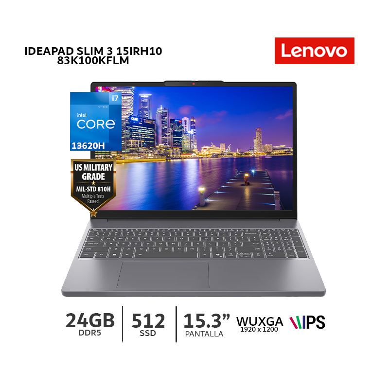 Laptop Lenovo IdeaPad Slim 3 15IRH10 Ci7-13620H, 24Gb Ram, 512Gb SSD-83K100KFLM