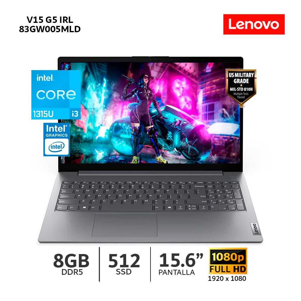 Laptop Lenovo V15 G5 IRL Core I3-1315u /8Gb Ram /512 SSD /15.6 FHD-83GW005MLD
