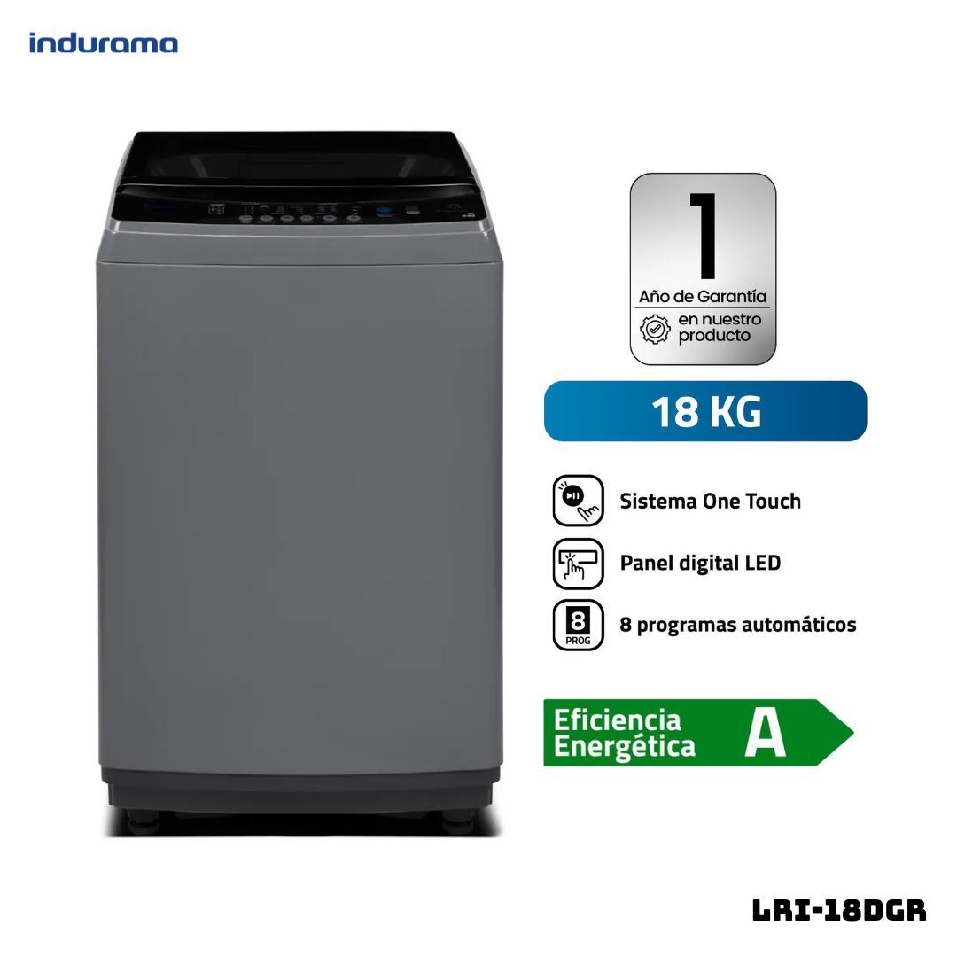 LAVADORA INDURAMA 18 KG CARGA SUPERIOR GRIS OSCURO - LRI-18DGR