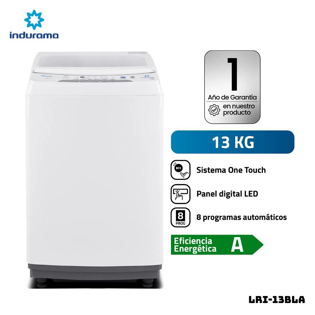 LAVADORA INDURAMA ANTIENRREDO 13 KG CARGA SUPERIOR BLANCO - LRI-13BLA