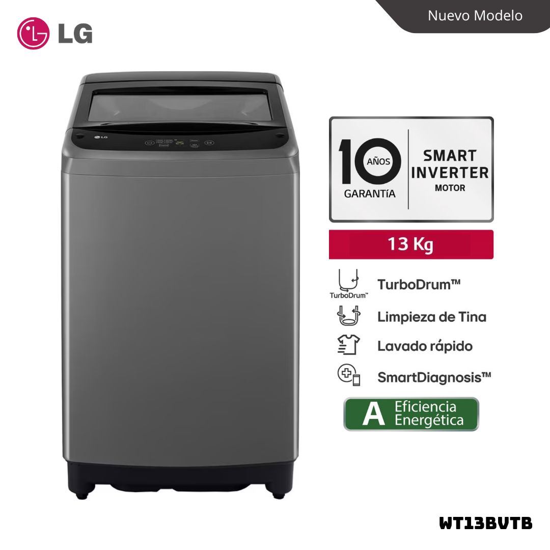 LAVADORA LG TURBODRUM 13 KG CARGA SUPERIOR NEGRO CLARO - WT13BVTB