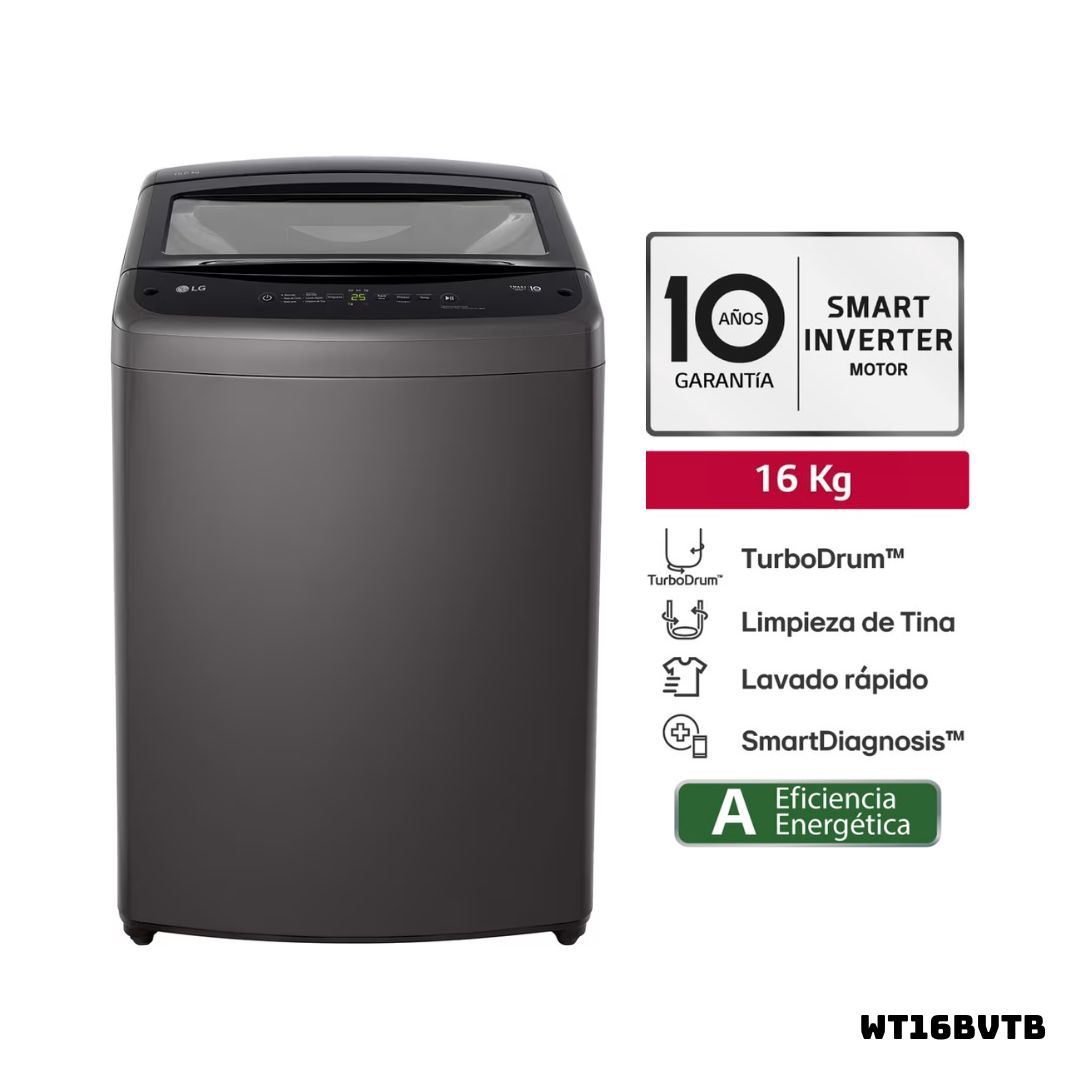 LAVADORA LG TURBODRUM 16 KG CARGA SUPERIOR NEGRO CLARO - WT16BVTB