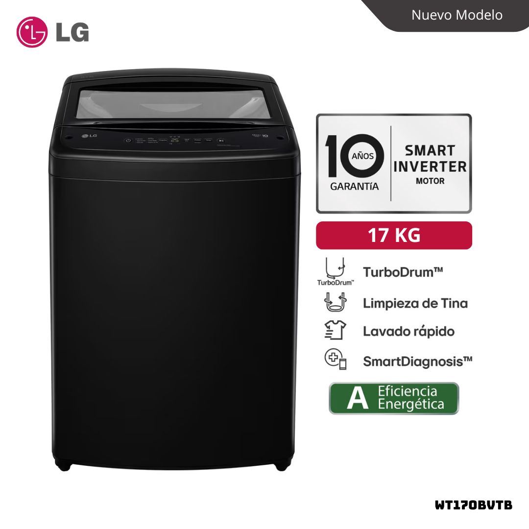 LAVADORA LG TURBODRUM 17 KG CARGA SUPERIOR ONYX NEGRO - WT17OBVTB
