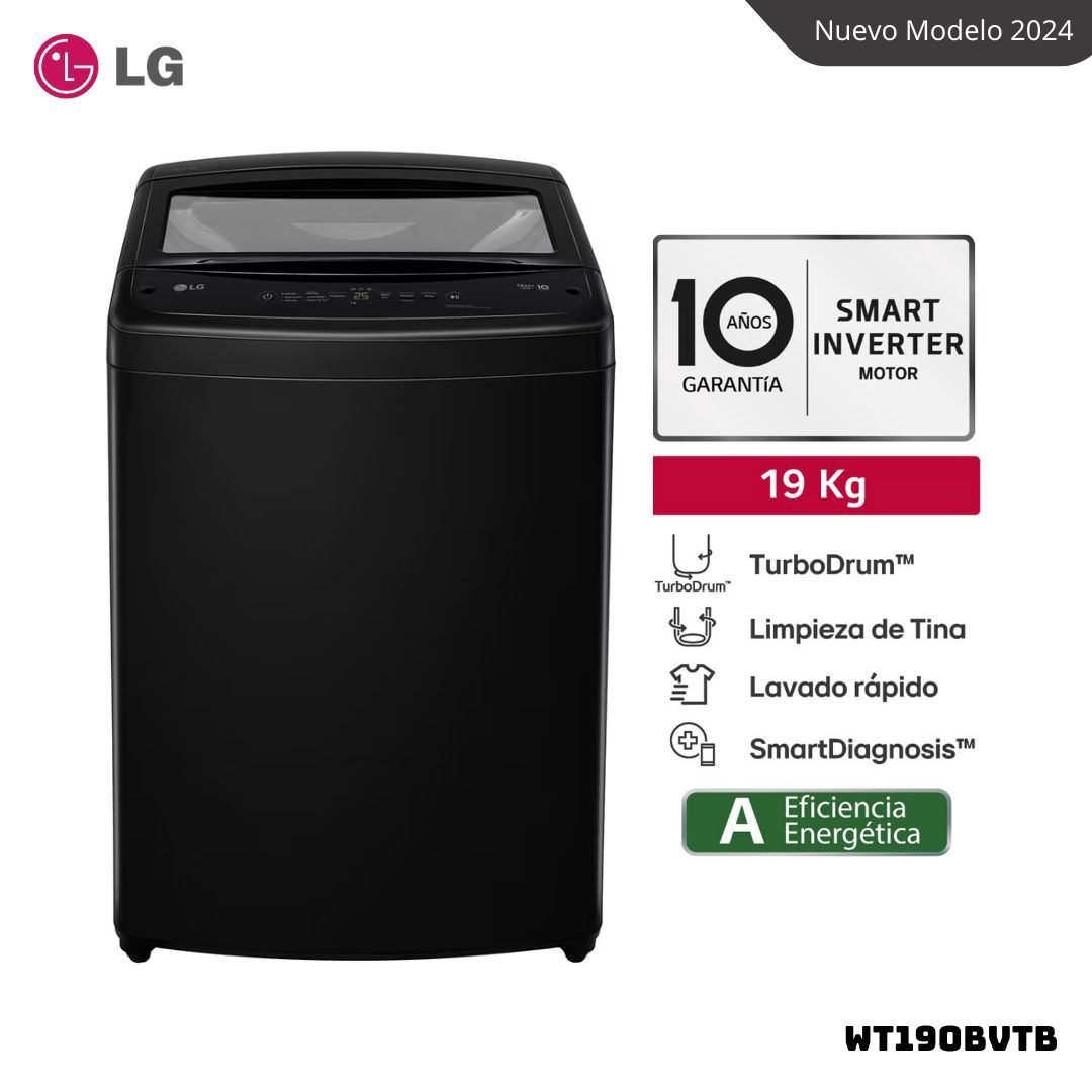 LAVADORA LG TURBODRUM 19 KG CARGA SUPERIOR ONYX NEGRO - WT19OBVTB