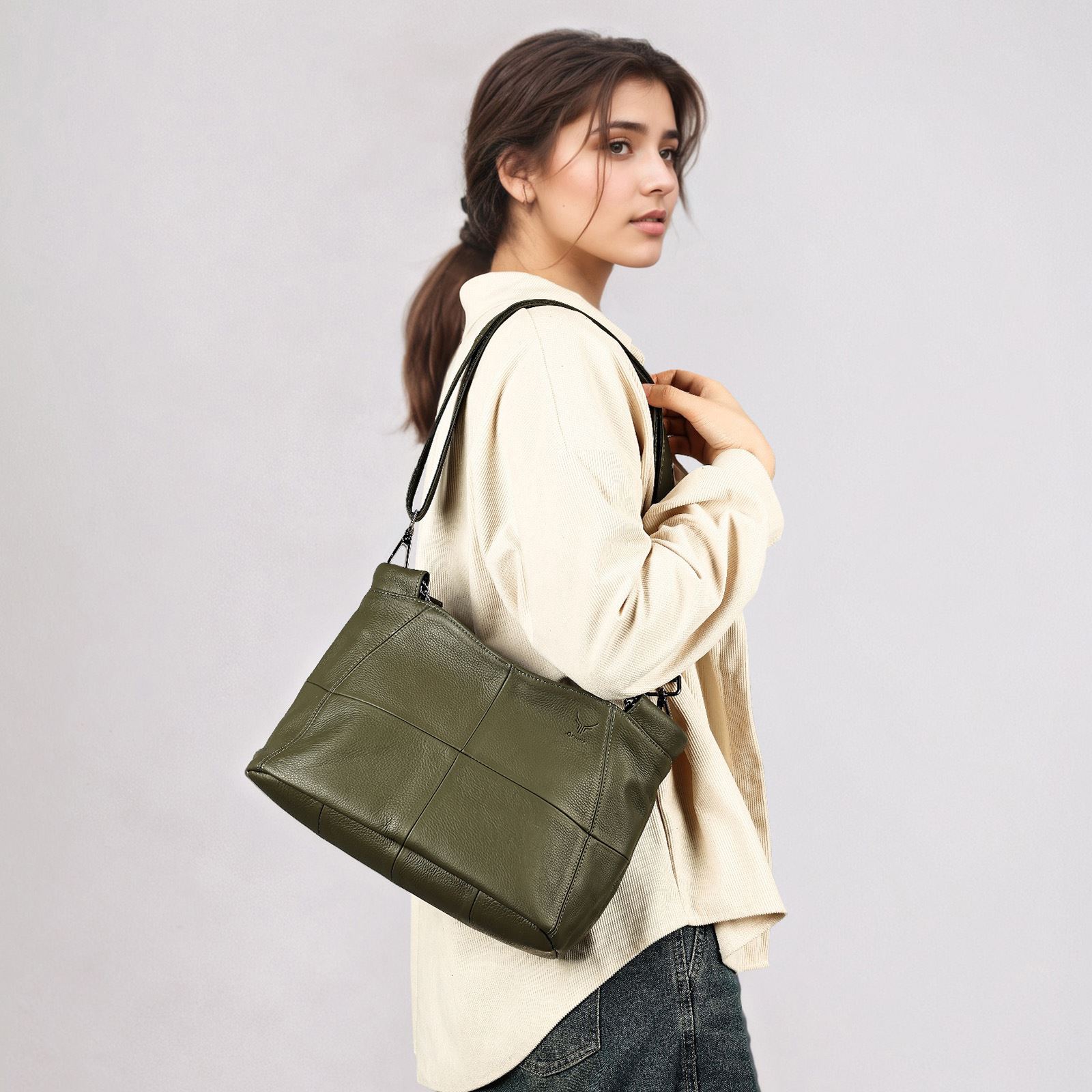 Cartera De Cuero Vacuno 7611 Verde
