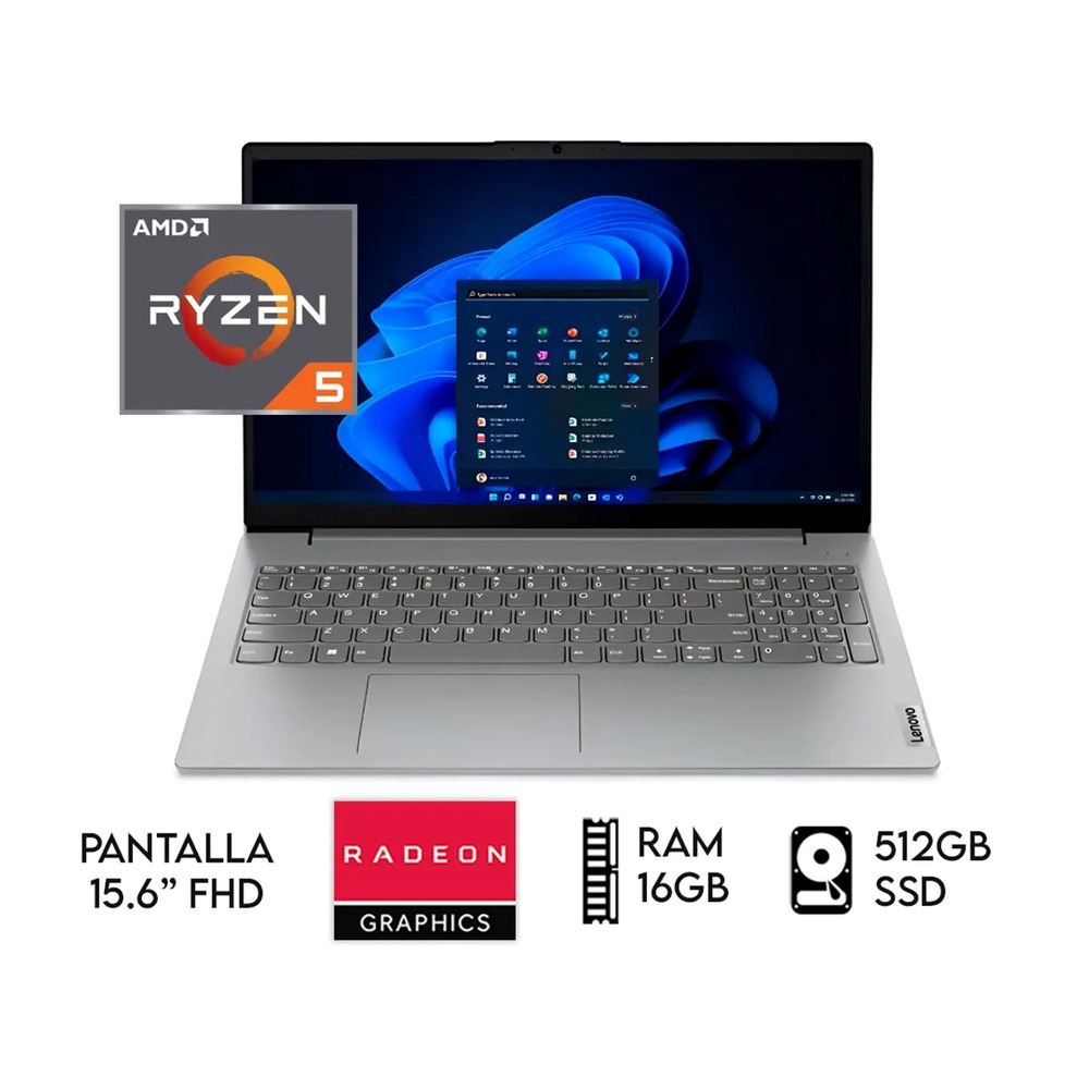 Laptop Lenovo V15 G4 Ryzen 5-7520U Ram 16GB, Disco SSD 512GB 15.6 "FHD