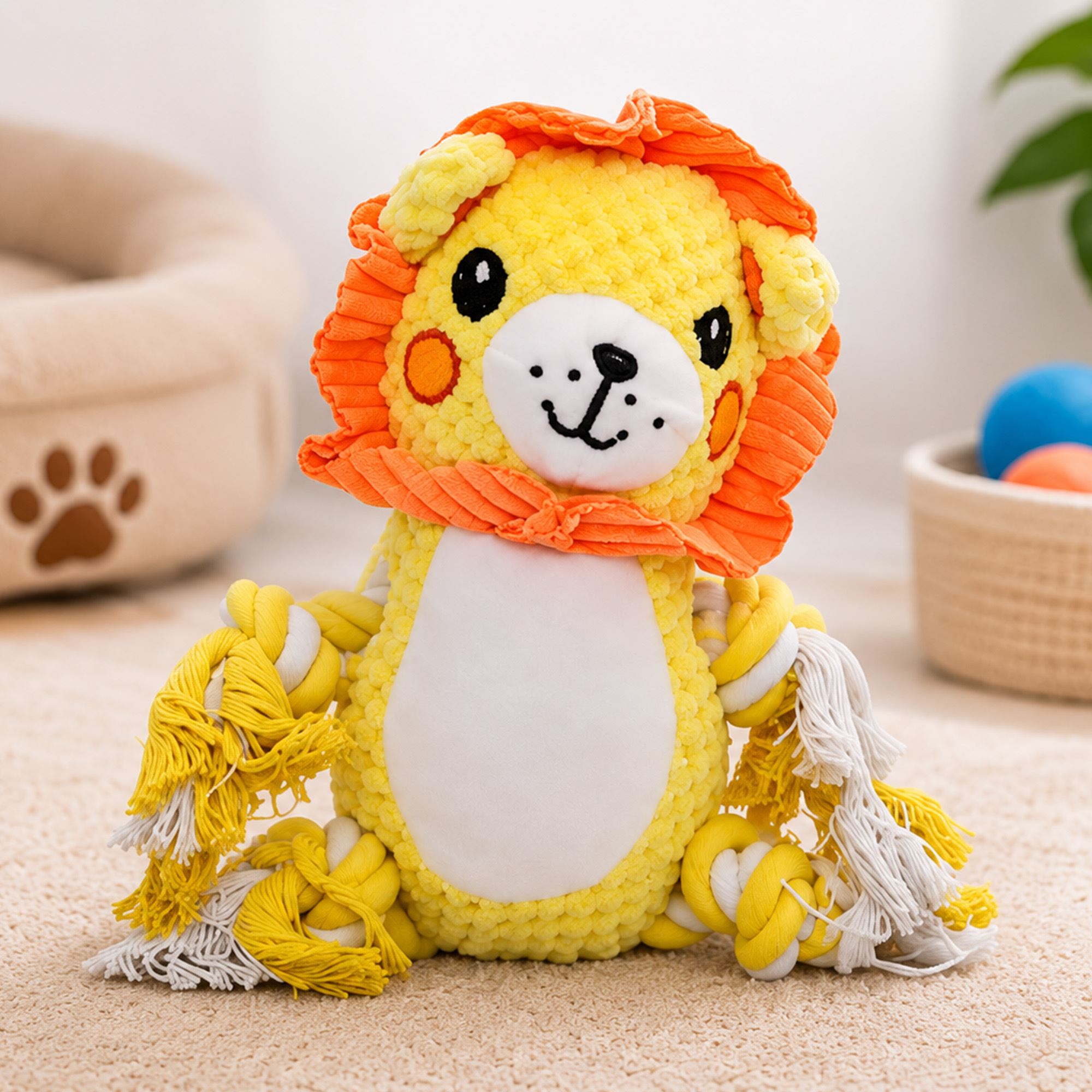 PELUCHE DE SOGA PARA PERRO MODELO LEÓN RESISTENTE A MORDEDURAS
