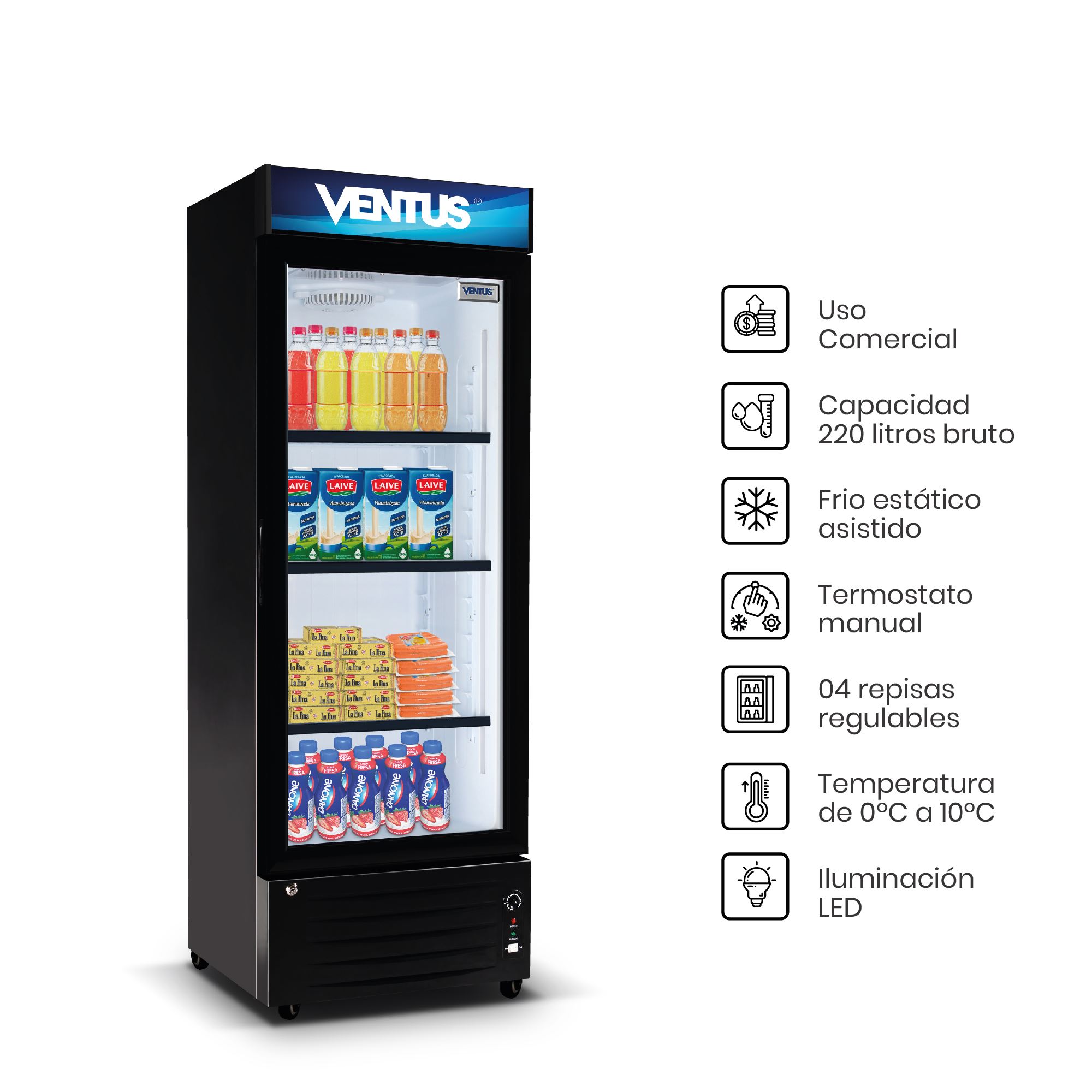 Visicooler LG-220LED Ventus 1 pta 220 lts