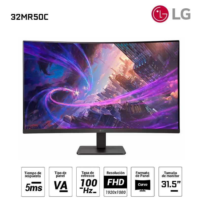 Monitor LG 32MR50C 315 FHD VA 1920x1080 100Hz HDMI x1 VGA x1 Headphone-Out x1
