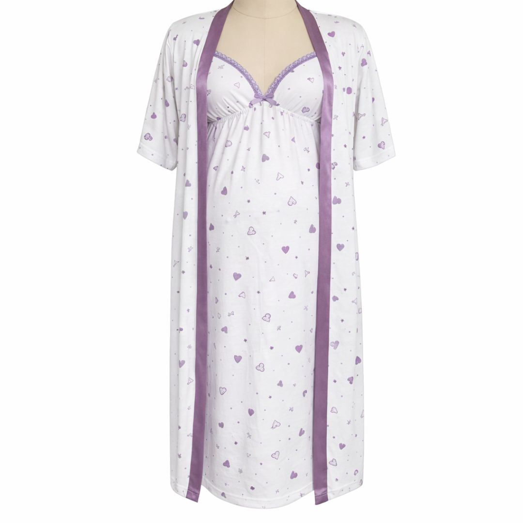 Bata Manga Corta /embarazo / Post Parto 2 Piezas