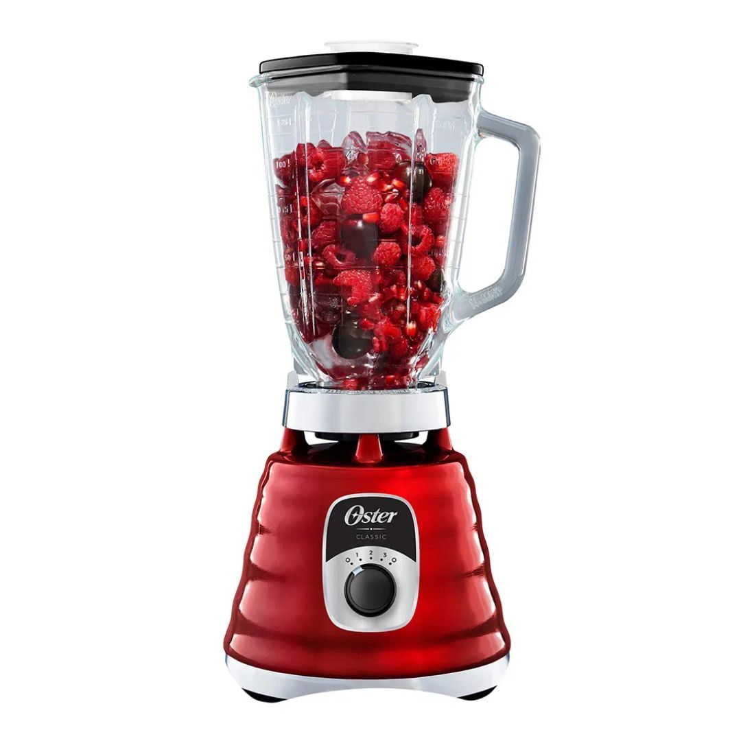 LICUADORA CLASICA OSTER 3 VELOCIDADES 1000W CROMADA ROJA - BLST4126R